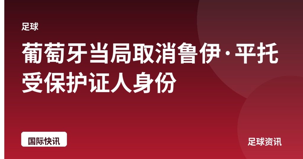 葡萄牙当局取消鲁伊·平托受保护证人身份