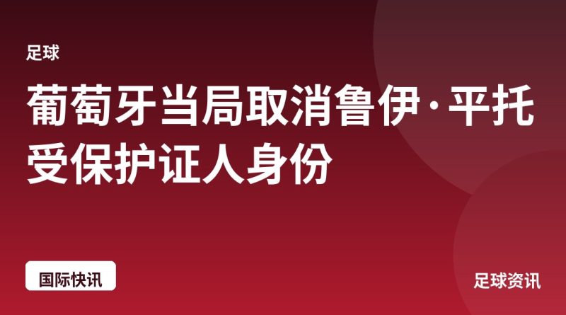 葡萄牙当局取消鲁伊·平托受保护证人身份